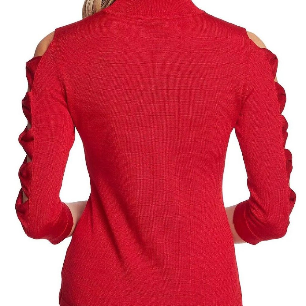CeCe by Cynthia Steffe Bow Sleeve Crewneck Pullover Sweater in Red - Size XS - Picture 15 of 15